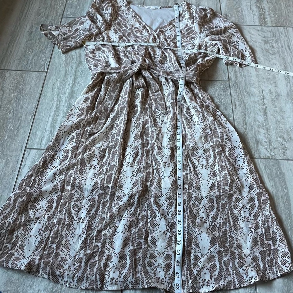 Bailey Blue Junior’s Cream MIDI Dress with Tan Snake Print All Over